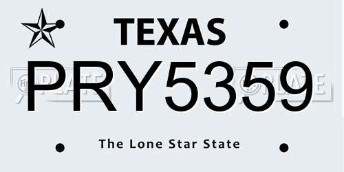 PRY5359 Texas License Plate