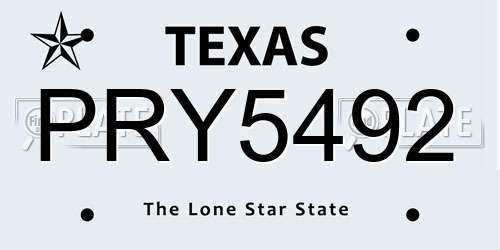 PRY5492 Texas License Plate