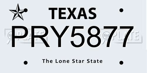 PRY5877 Texas License Plate