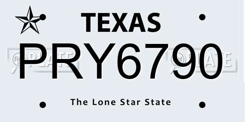 PRY6790 Texas License Plate