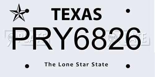 PRY6826 Texas License Plate