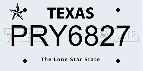 PRY6827 Texas License Plate