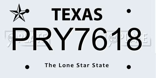 PRY7618 Texas License Plate