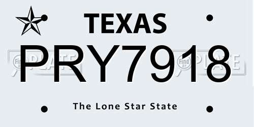 PRY7918 Texas License Plate