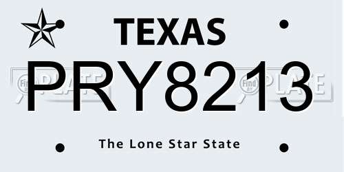 PRY8213 Texas License Plate