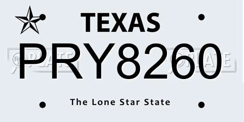 PRY8260 Texas License Plate