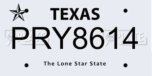 PRY8614 Texas License Plate