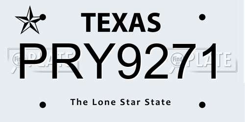 PRY9271 Texas License Plate