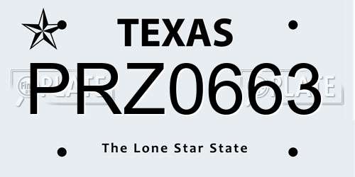 PRZ0663 Texas License Plate