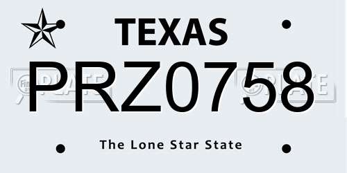 PRZ0758 Texas License Plate