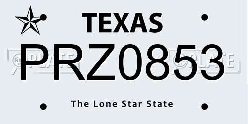 PRZ0853 Texas License Plate