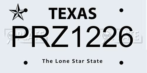 PRZ1226 Texas License Plate