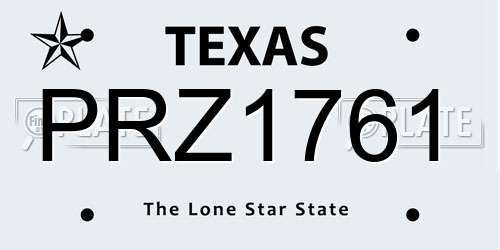 PRZ1761 Texas License Plate