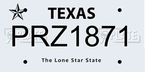 PRZ1871 Texas License Plate