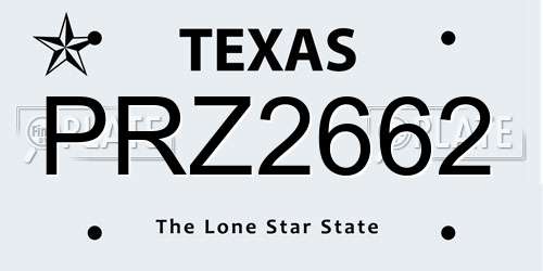 PRZ2662 Texas License Plate
