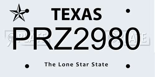 PRZ2980 Texas License Plate