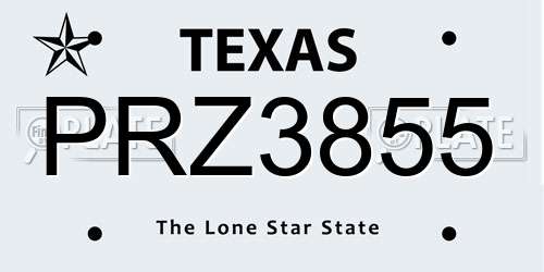 PRZ3855 Texas License Plate