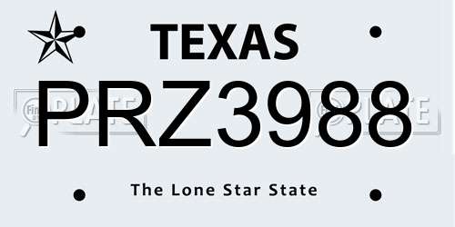PRZ3988 Texas License Plate