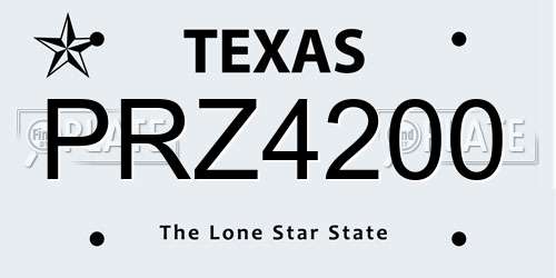 PRZ4200 Texas License Plate