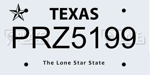 PRZ5199 Texas License Plate