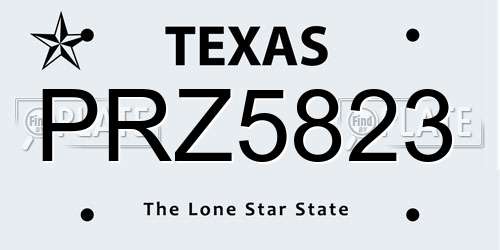 PRZ5823 Texas License Plate