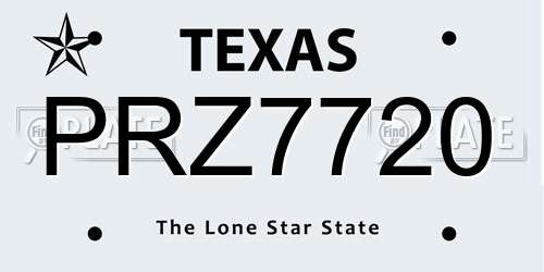 PRZ7720 Texas License Plate
