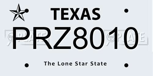 PRZ8010 Texas License Plate