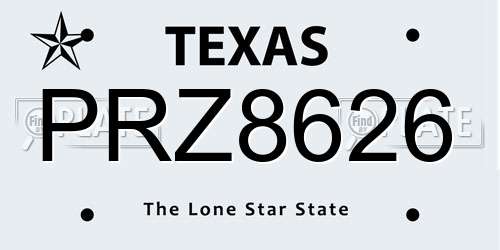 PRZ8626 Texas License Plate
