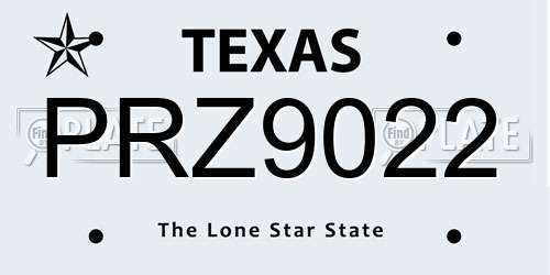 PRZ9022 Texas License Plate