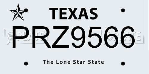 PRZ9566 Texas License Plate