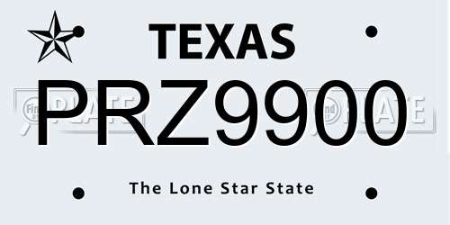 PRZ9900 Texas License Plate