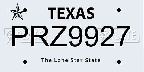 PRZ9927 Texas License Plate