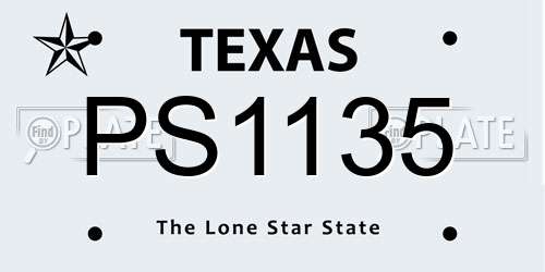 PS1135 Texas License Plate