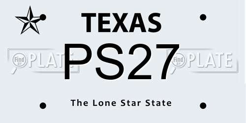 PS27 Texas License Plate