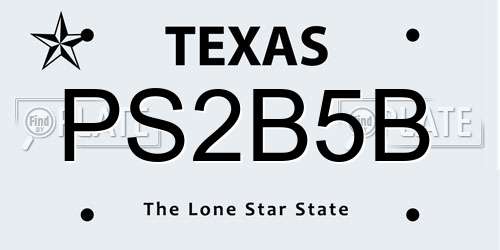 PS2B5B Texas License Plate