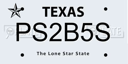 PS2B5S Texas License Plate