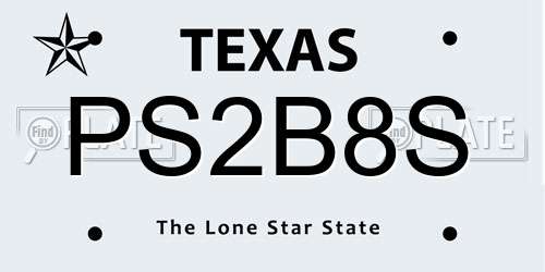 PS2B8S Texas License Plate