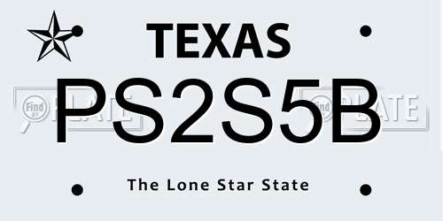 PS2S5B Texas License Plate