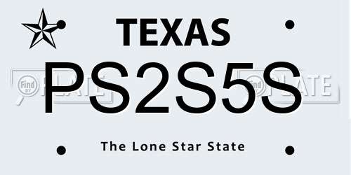 PS2S5S Texas License Plate