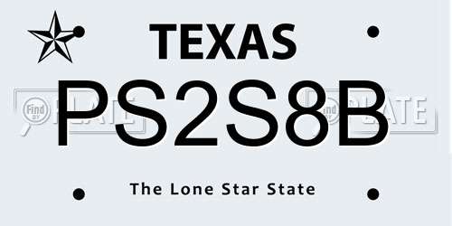 PS2S8B Texas License Plate