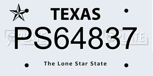 PS64837 Texas License Plate