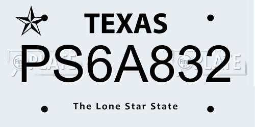 PS6A832 Texas License Plate