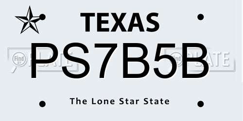 PS7B5B Texas License Plate