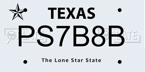 PS7B8B Texas License Plate