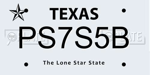 PS7S5B Texas License Plate