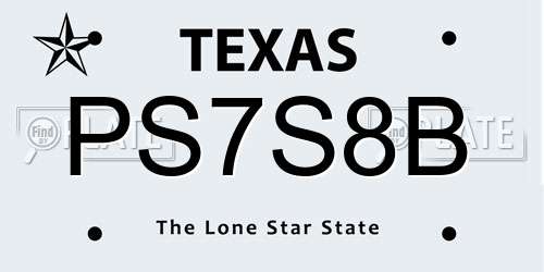 PS7S8B Texas License Plate
