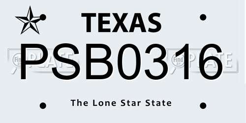 PSB0316 Texas License Plate