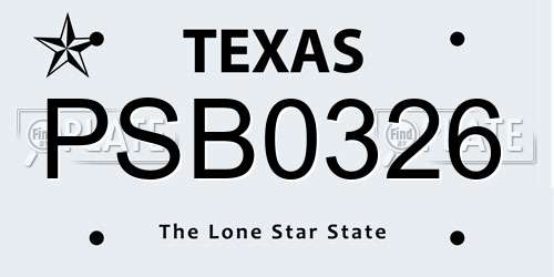 PSB0326 Texas License Plate
