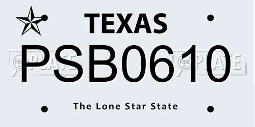 PSB0610 Texas License Plate