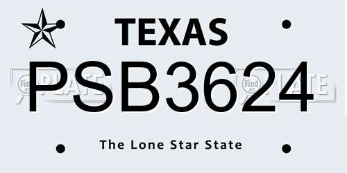 PSB3624 Texas License Plate